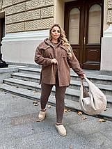 Стильна тепла сорочка з капюшоном на ґудзиках з баранчику на флісі ( верхній одяг ) Розміри: 50-52, 54-56, 58-60, фото 3