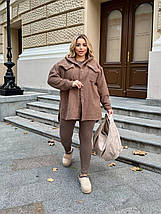 Стильна тепла сорочка з капюшоном на ґудзиках з баранчику на флісі ( верхній одяг ) Розміри: 50-52, 54-56, 58-60, фото 4