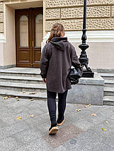 Стильна тепла сорочка з капюшоном на ґудзиках з баранчику на флісі ( верхній одяг ) Розміри: 50-52, 54-56, 58-60, фото 3