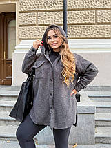 Стильна тепла сорочка з капюшоном на ґудзиках з баранчику на флісі ( верхній одяг ) Розміри: 50-52, 54-56, 58-60, фото 5