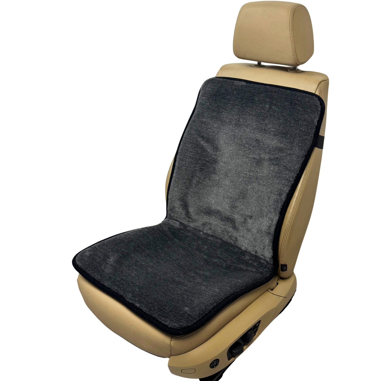 Хутряна універсальна накидка - чохол на переднє сидіння авто з овчини (Еко-хутро) сірий