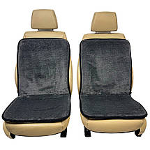 Хутряні універсальні накидки - чохли на передні сидіння авто з овчини (Еко-хутро) сірі, фото 3