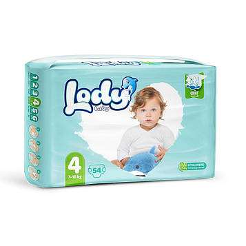 Підгузки дитячі дихаючі LODY AIR JUMBO MAXI р.4 (7-18 кг) 54 шт/уп.