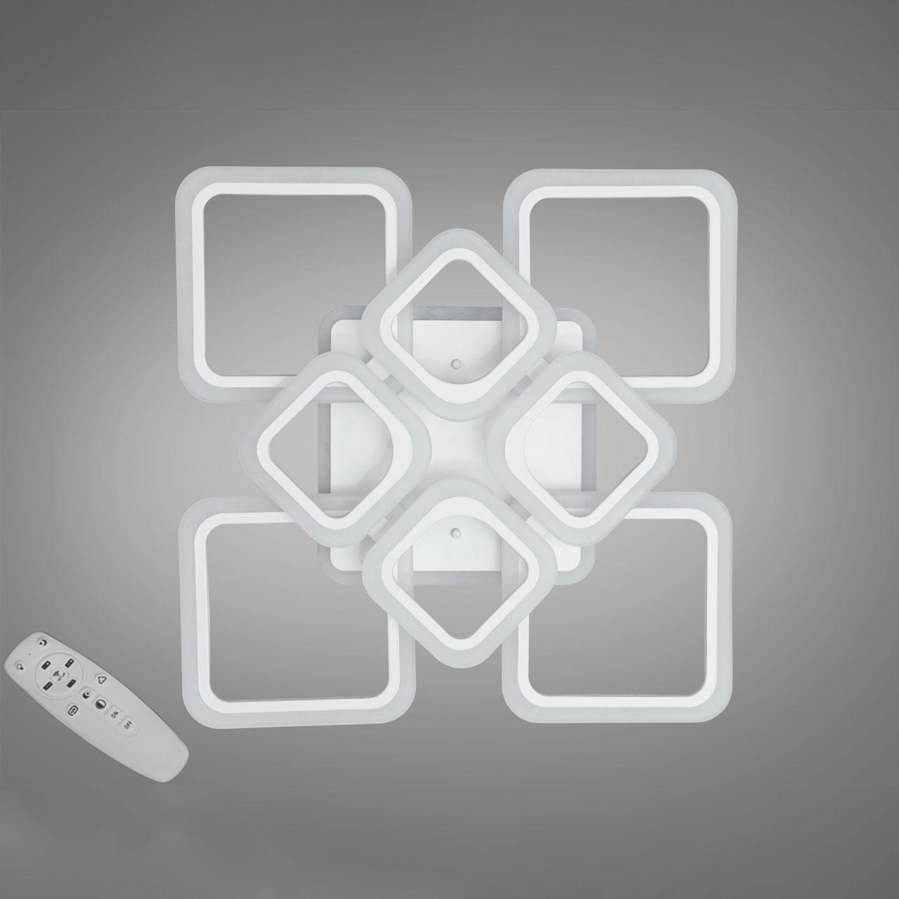 Світлодіодна люстра 115 Вт з підсвічуванням основи та пультом д/к колір каркасу білий D-HA9171/4+4WH LED 3color, фото 1