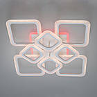 Світлодіодна люстра 115 Вт з підсвічуванням основи та пультом д/к колір каркасу білий D-HA9171/4+4WH LED 3color, фото 4