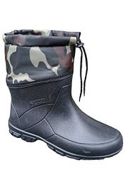 Чорні зимові напівчоботи чоловічі з войлочною вставкою в середині, розмір від 40 до 45