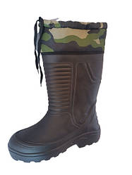 Чорні чоботи зимові чоловічі з хутряною вставкою в середині, Гуртом від 4 пар