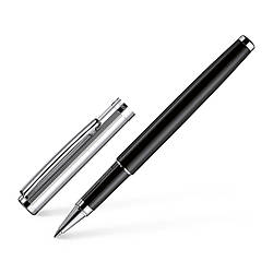 Ручка ролер OttoHutt серії Design 01 Rollerball Thread guilloché Black Platin, корпус чорний, 941350