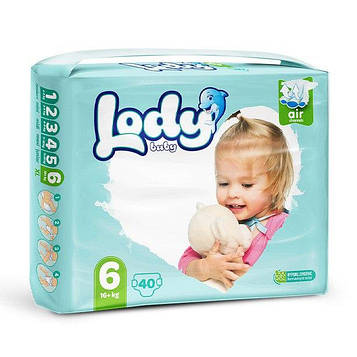 Підгузки дитячі дихаючі LODY AIR JUMBO XLARGE р.6 (16+ кг) 40 шт/уп.