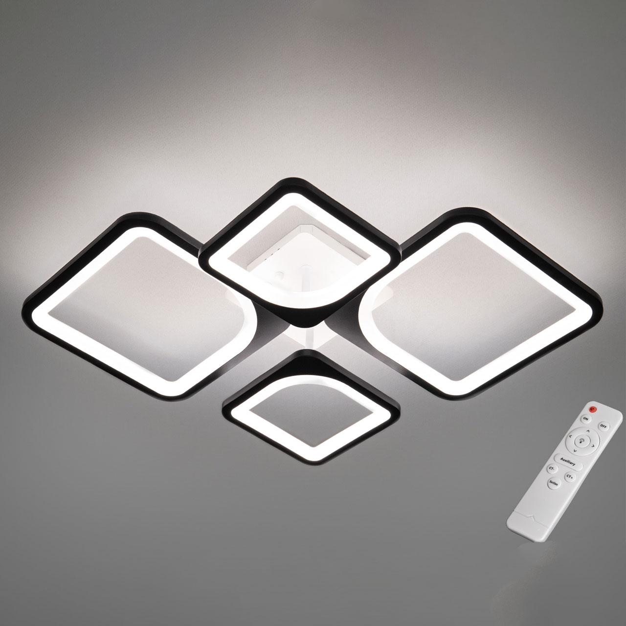 Світлодіодна люстра 72 Вт з пультом д/к та димером колір каркасу чорний D-9171/2+2BK, фото 1