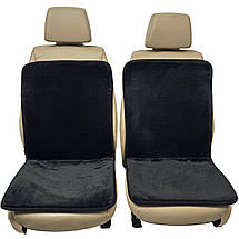 Хутряні універсальні накидки - чохли на передні сидіння авто з овчини (Еко-хутро) чорні, фото 3