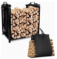 Для дров дровниця для приватного будинку 2 в 1 50,5х37х50 см Підставка для дров, Дровниця для каміна зі сталі