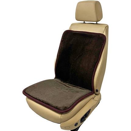 Хутряна універсальна накидка - чохол на переднє сидіння авто з овчини (Еко-хутро) коричневий, фото 1