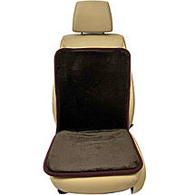 Хутряна універсальна накидка - чохол на переднє сидіння авто з овчини (Еко-хутро) коричневий, фото 3