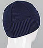 В'язана шапка з закотом на флісі Nord (251252), Т.Синій, фото 3