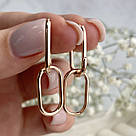 Сережки-трансформери срібні з позолотою без каменів "Поезія" (срібло 925, позолота 585), фото 3