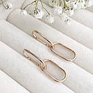 Сережки-трансформери срібні з позолотою без каменів "Поезія" (срібло 925, позолота 585), фото 2