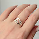 Срібна каблучка з золотом і білим цирконієм ажурного дизайну "Медуза", фото 4