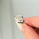 Срібна каблучка з золотом і білим цирконієм ажурного дизайну "Медуза", фото 2