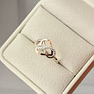 Срібна каблучка з золотом і білим цирконієм ажурного дизайну "Медуза", фото 3