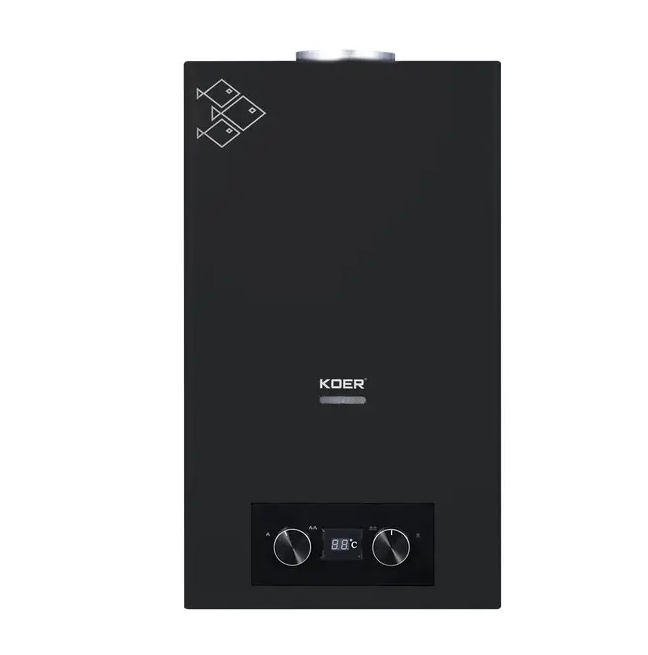 Газова колонка Koer KWH.G0110 димохід, 20kW, 10 л/хв Чорна - KR5554, фото 1