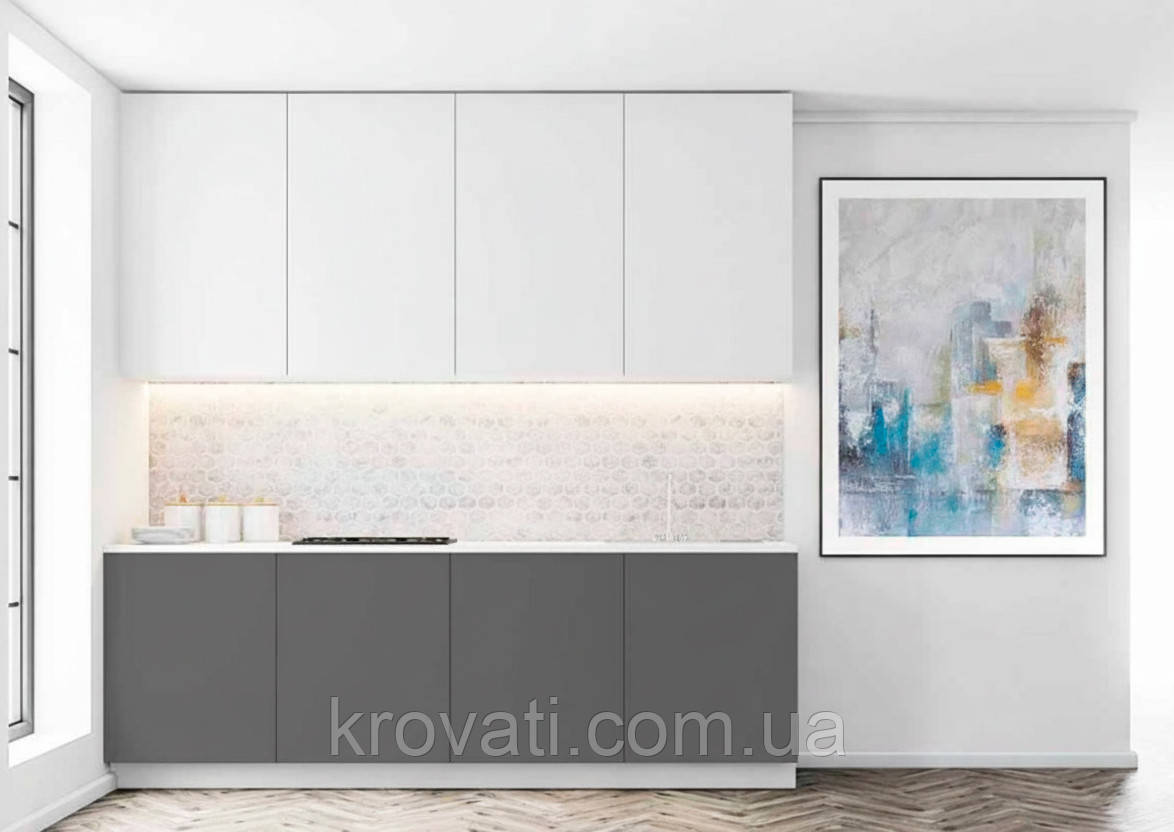 Кухня готова "Еко" 2 м пряма Білий/Графіт темний