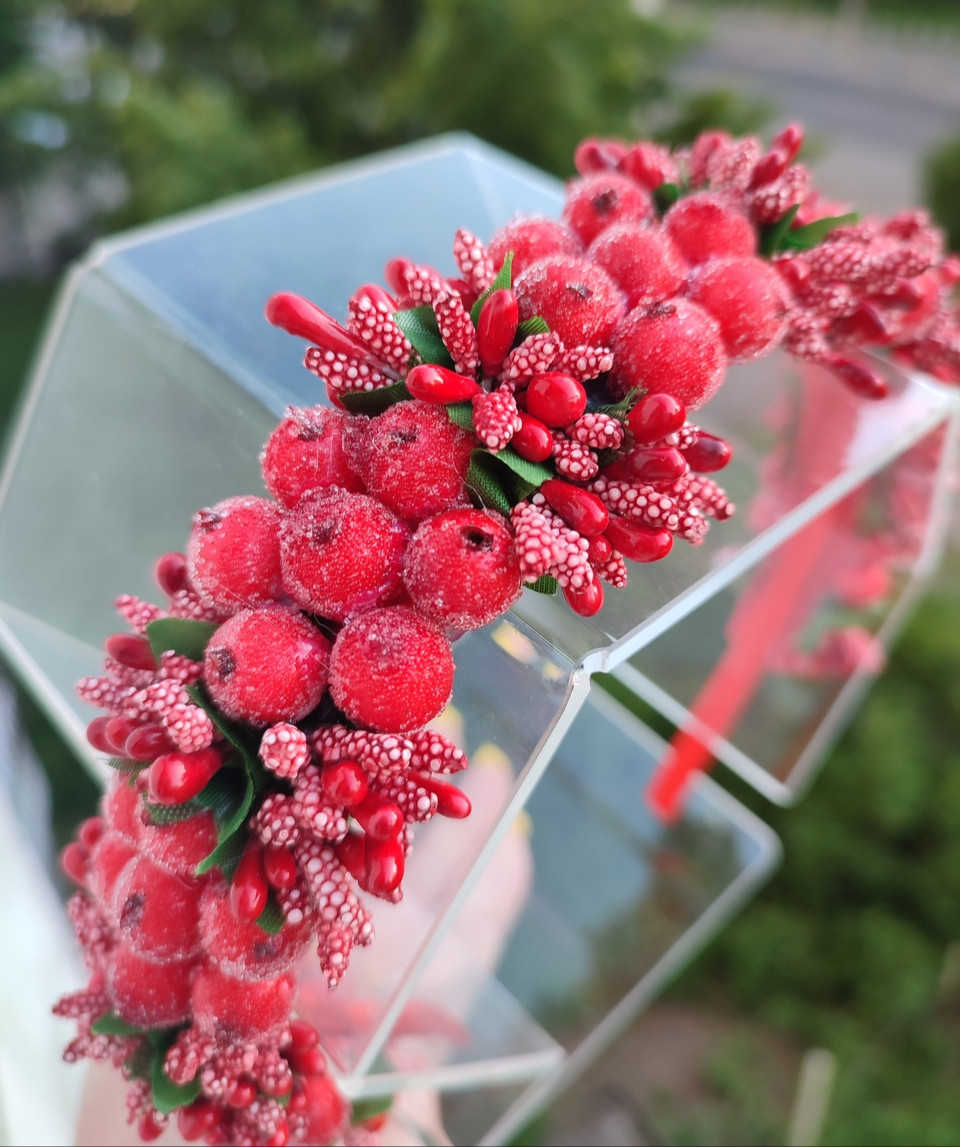 Обруч Калина Ободок Червона калина Обруч під вишиванку з калиною Вінок з калиной Обруч под вышиванку с калиной, фото 1