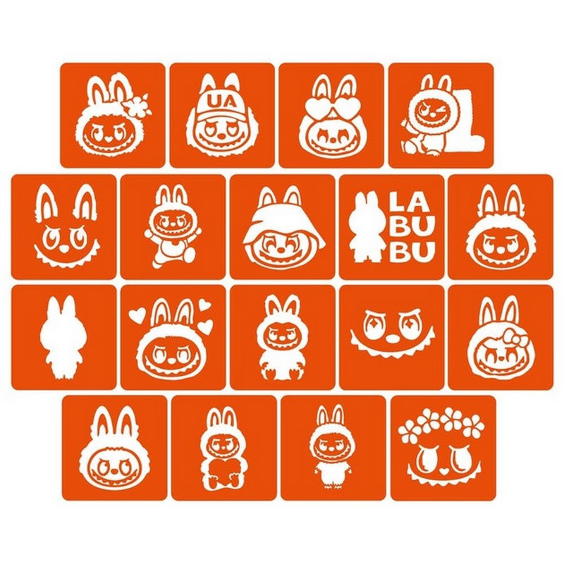 Набір трафаретів для біо-тату "Labubu" labubu_5x5_18_1, фото 1