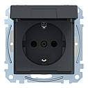 Розетка із заземленням и шторками та кришкою SYSTEM M колір антрацит MEG2310-0414, фото 2