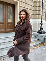 Стильна тепла сорочка з капюшоном на ґудзиках з баранчику на флісі ( верхній одяг ) Розміри: 50-52, 54-56, 58-60, фото 2