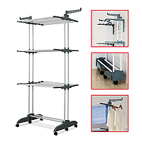 Багатоярусна вертикальна сушарка | Для одягу | Сіра | B88 | Компактна та зручна | Регульовані полиці | Для дому | Антикорозійна