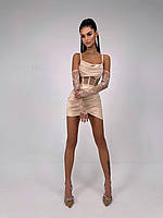 Жіночий вечірній костюм з корсетом і спідницею міні