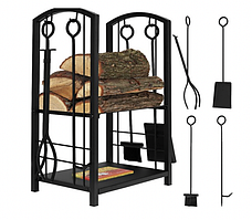 Набір для каміна з нержавіючою сталлю 4в1 до 30 кг 30х40х73 см Підставка для дров із металу на вулиці