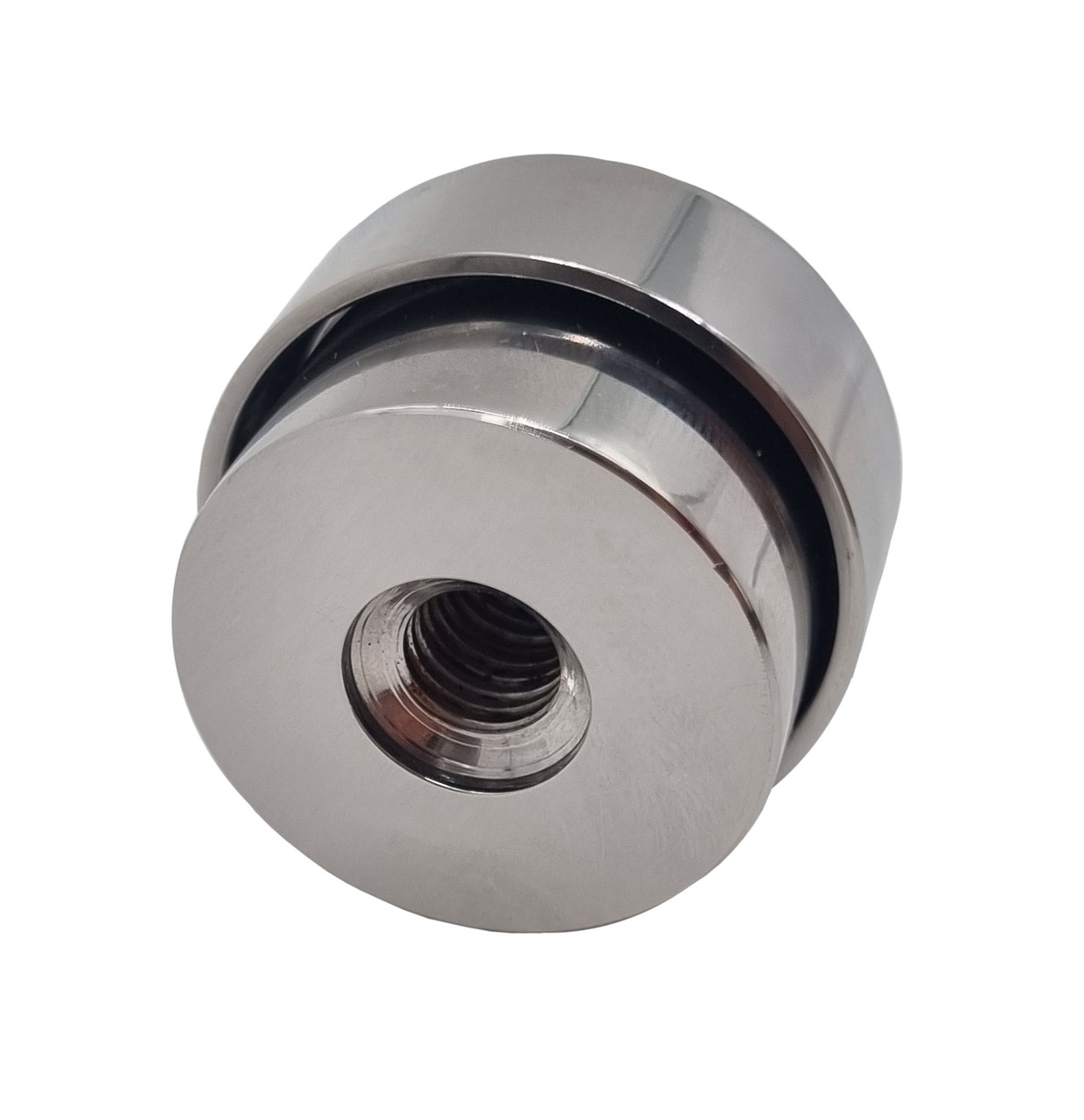 ODF-06-49-02-L27-37 Тримач для скла (дистанція) з регулюванням, для коннектора d40 мм, різьба М10, полірований, фото 1