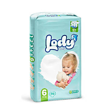 Підгузки дитячі дихаючі LODY AIR MEGA XLARGE р.6 (16+ кг) 74 шт/уп.
