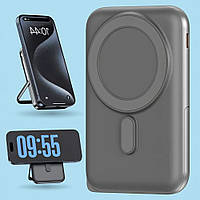 Магнітний повербанк для iPhone Proove Knight 10000mAh 20W з підставкою та бездротовою зарядкою Темно-сірий