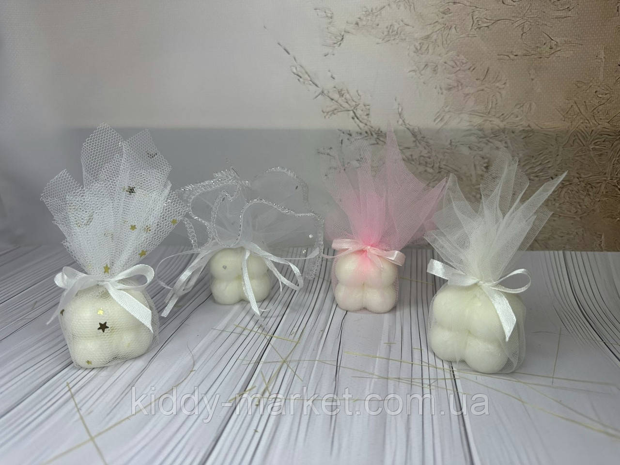 Бонбон'ерка Свічка воскова Неокуб молочний запакована, фото 1