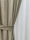 Оксамитові(велюрові) однотонні штори турецької якості. Колір: сіро-бежевий, фото 5