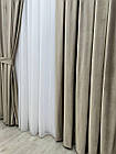 Оксамитові(велюрові) однотонні штори турецької якості. Колір: сіро-бежевий, фото 3