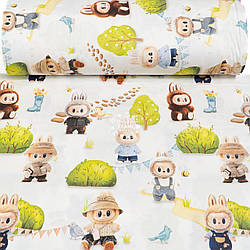 Ранфорс digital з цифровим друком "Монстрики і дерева" на білому тлі, №5757