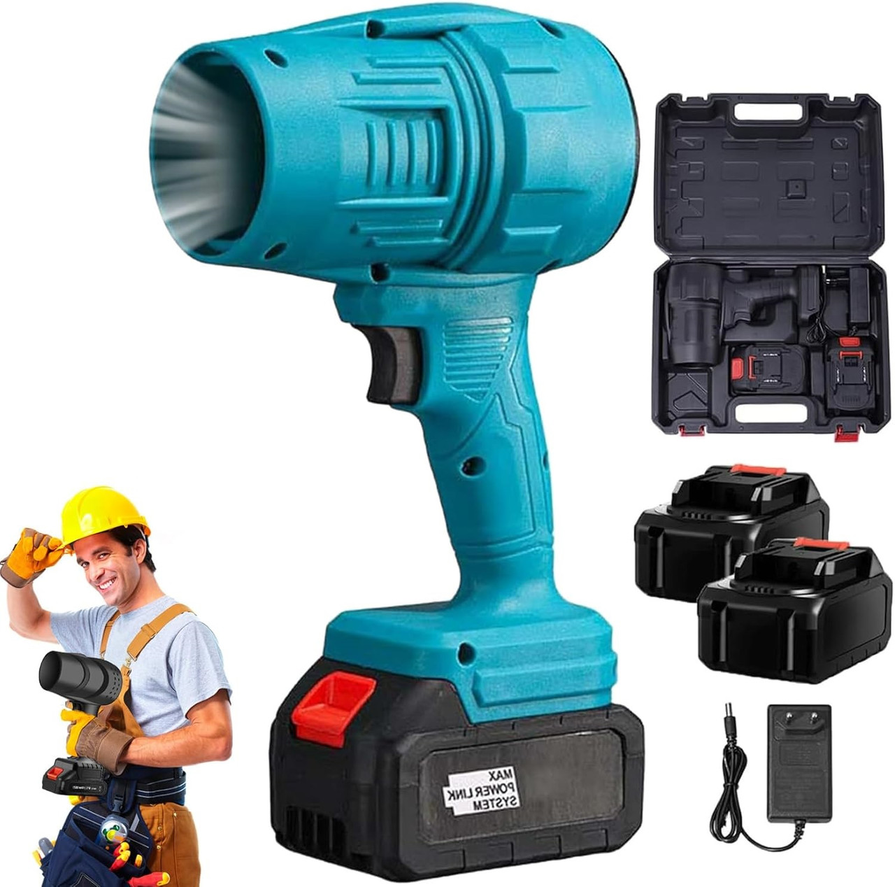 Турбовентилятор акумуляторний, турбофен, повітродувка 9643 2xАКБ, фото 1