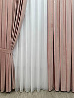 Оксамитові(велюрові) однотонні штори турецької якості. Колір: ніжно рожевий