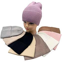 Жіноча одинарна шапка з відворотом "Віскоза" Розмір: 54- 59 (DNJ-17243)