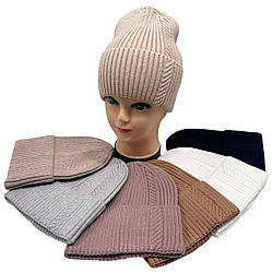 Жіноча шапка з відворотом "Віскоза" Одинарна Розмір: 54- 59 (DNJ-17244)