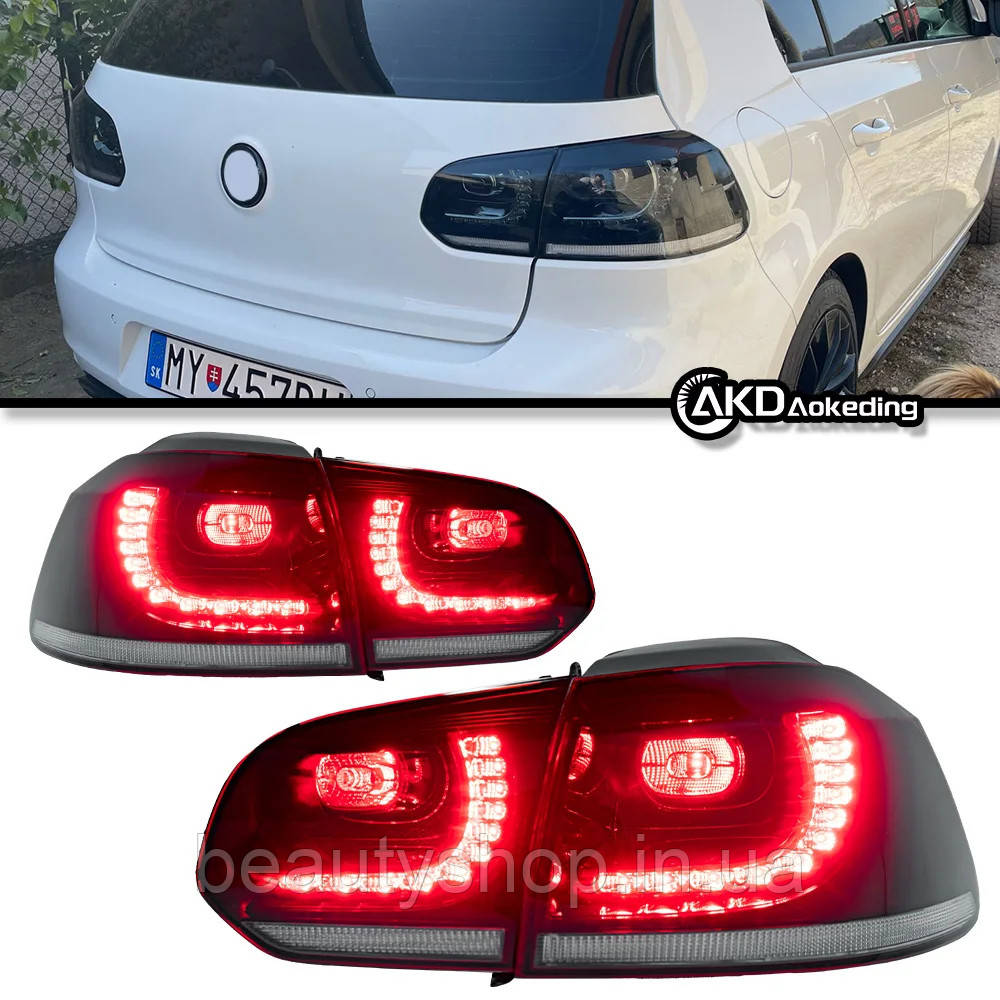 Задні ліхтарі для Volkswagen Golf 6 (2009–2012) — LED, R20 стиль, стоп-сигнали та ДХО