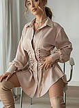 Жіноча сукня сорочка зі шнурівкою на талії, фото 2