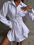 Жіноча сукня сорочка зі шнурівкою на талії, фото 4