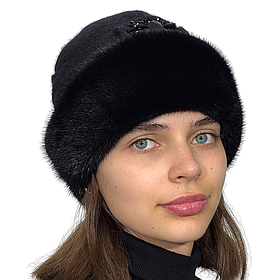 Жіноча зимова шапка з натуральним хутром норки "Кашемір"