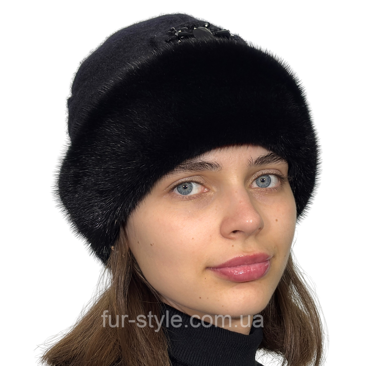Жіноча зимова шапка з натуральним хутром норки "Кашемір", фото 1