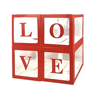Набір прозорих коробок "Love" червоного кольору 30х30х30 см (4шт.) в уп.